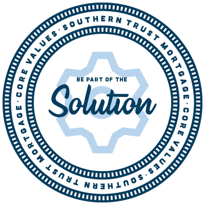 Blue and white circular badge with a gear symbol and the text “Be Part of the Solution”.
