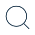 A black magnifying glass icon is centered, symbolizing search or examination.