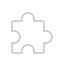 A single grey puzzle piece centered on a solid transparent background.