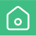 A white home icon on a green background.
