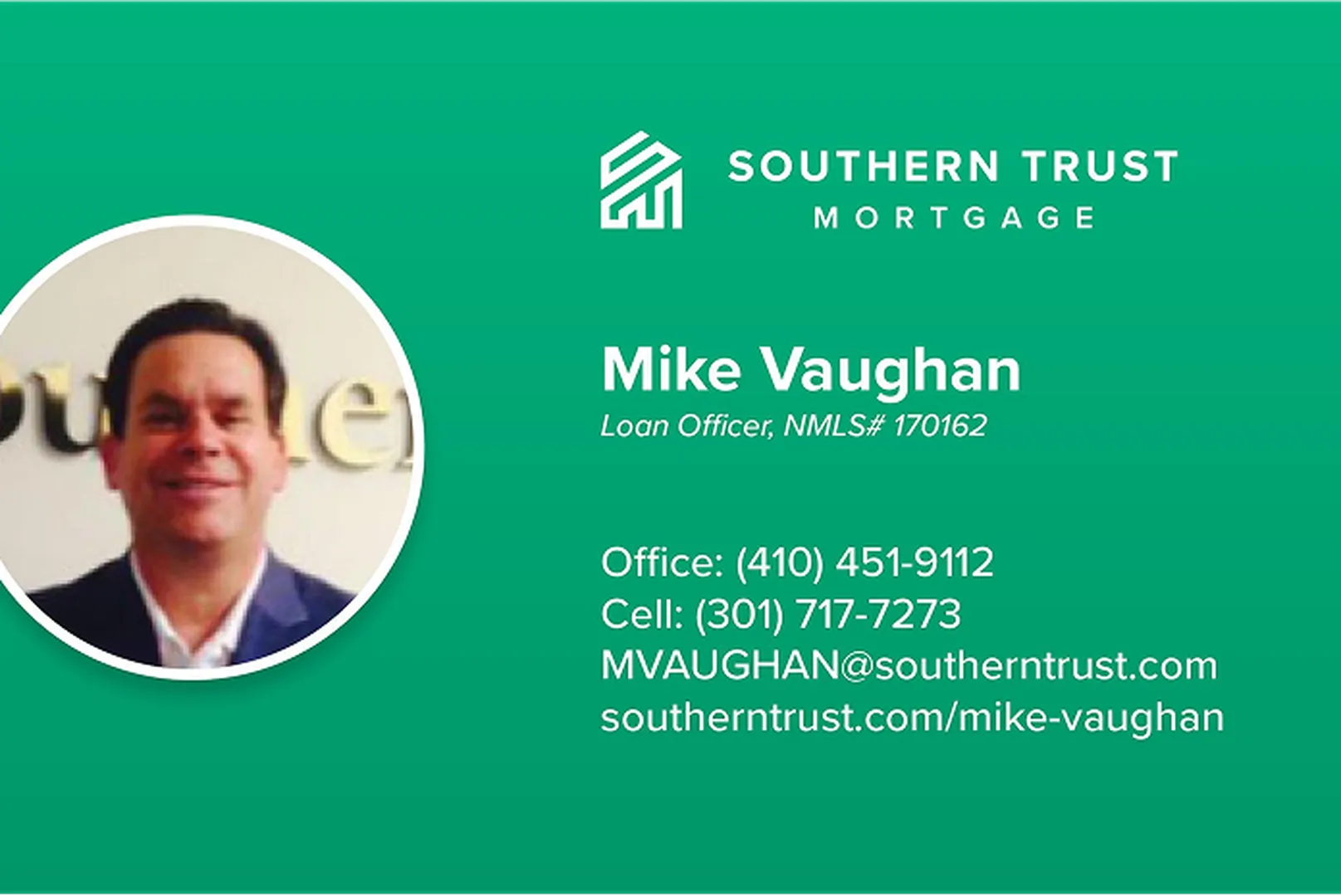 Business card of Mike Vaughan, Mortgage Loan Officer.